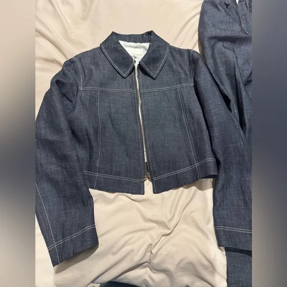 Zara Indigo Denim Jacket and Pants Set - Picture 2 of 7